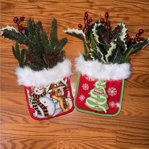 Holiday Stockings with Faux Greenery